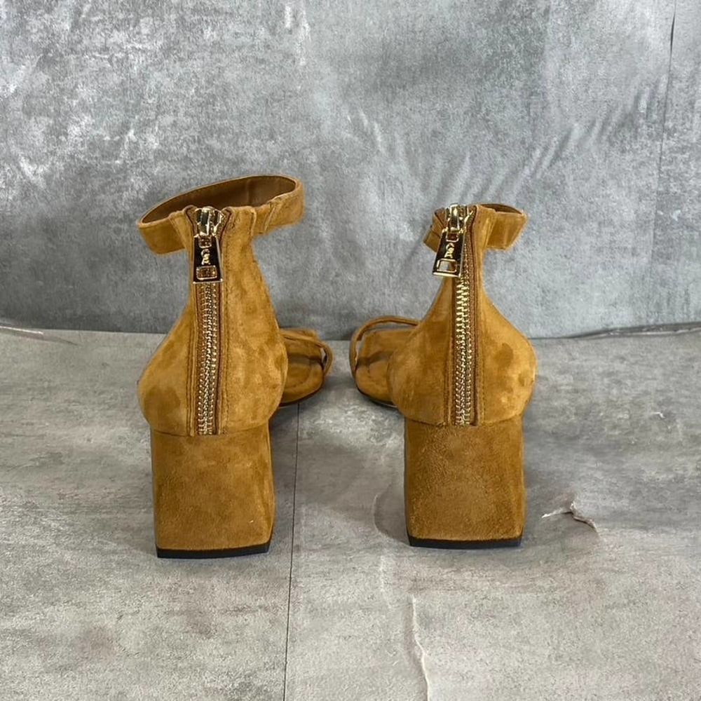 Good American Women's Amber Tan Square-Toe Ankle-Strap Block-Heel Sandals SZ 6 - Picture 7 of 11